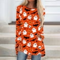 thumbnail image 2 of FGVCTG Halloween Pumpkin Tops For Women, Long Sleeve Pajamas Nightgowns House Dresses Ladies Night Sleep Dress Saffron M, 2 of 5