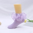 thumbnail image 2 of OOOUM Girls Tulle Ruffle Socks Stretchy Kids Ankle Socks Cute Ruffle Socks Dress Party Daily Wear Purple 0-6 Months, 2 of 4