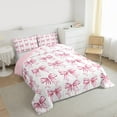 thumbnail image 3 of Feelyou Princess Pink Bow Full Size Comforter Sets, Lines Bowknot Bedding Sets, 3pcs, 3 of 8