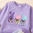thumbnail image 5 of mgoYE Summer Toddler Girl Clothes Toddler Girls Easter Outfit Baby Girl Bunny Shirt Sweatshirt and Tutu Skirts Set Cute Infant Easter Clothes(Light Purple,2-3 Years), 5 of 9