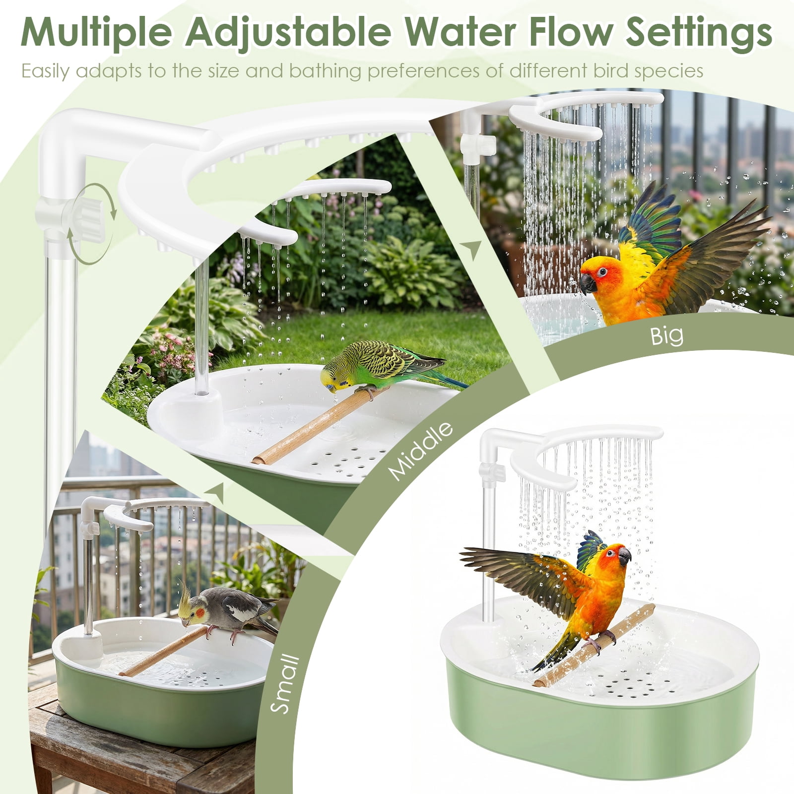 Ihvewuo Automatic Parakeet Bird Bath with Pump Bird Bath Shower for Cage Large Bird Shower Fountain for Parakeets Pet Birds