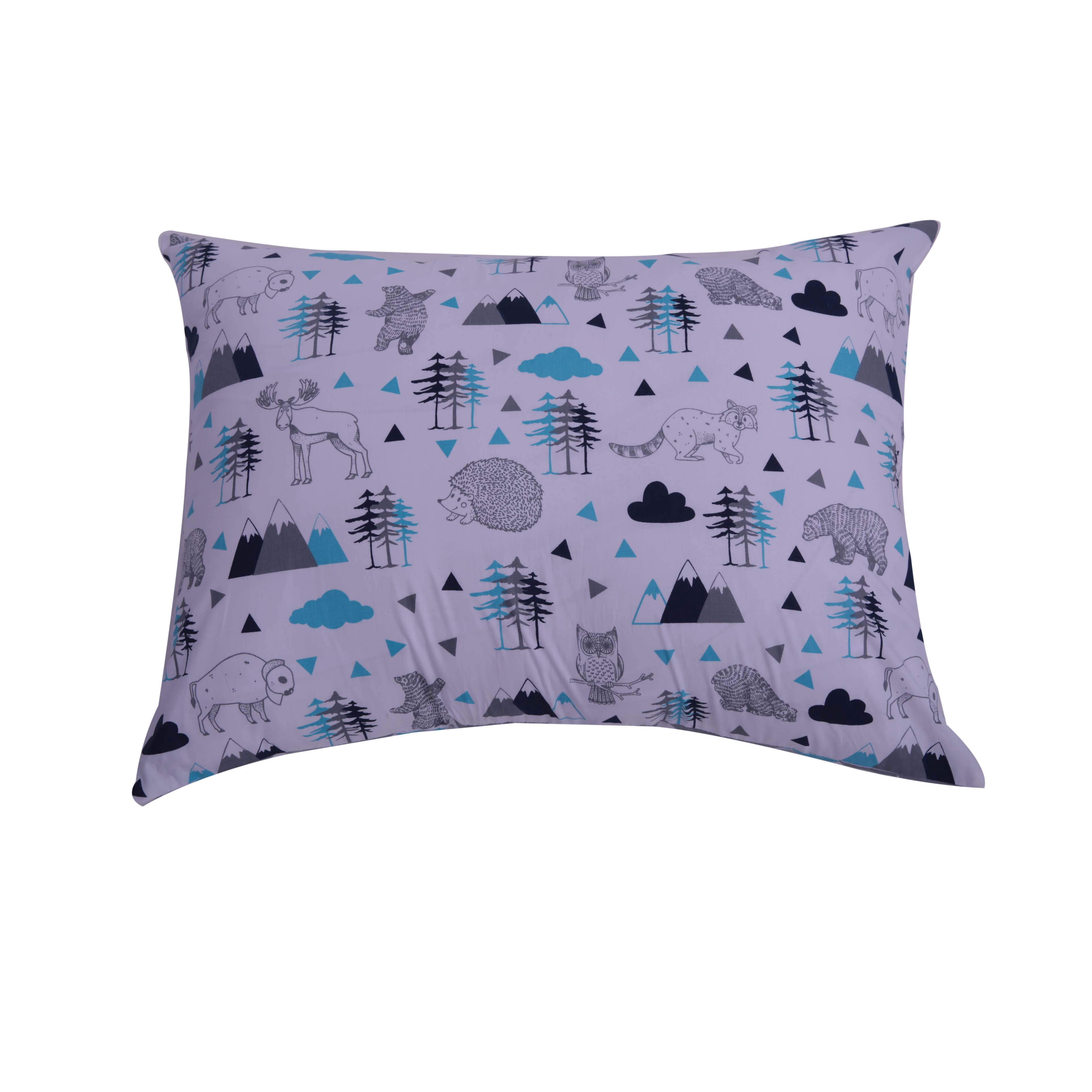 Bacati - Woodlands Aqua/Navy/Grey Boys Cotton Toddler Sheet Set