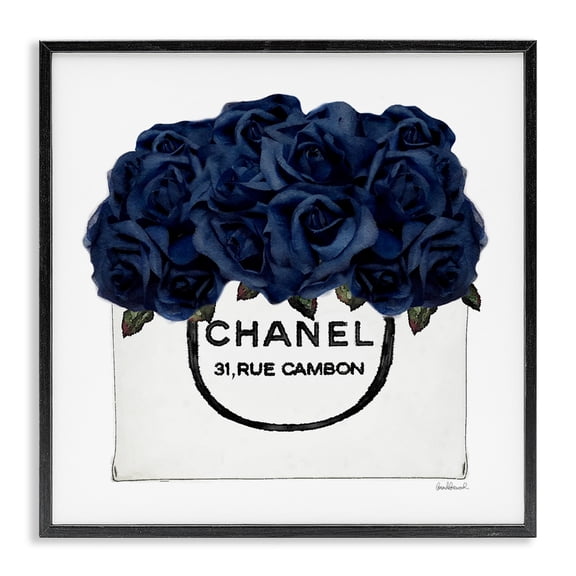 Stupell Industries Contemporary Trendy Chic Navy Blue Roses Black Framed Giclee Art, 12 x 12, by Amanda Greenwood