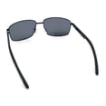 thumbnail image 7 of Polarized Mens Rectangular Metal Rim Gentlemanly Wrap Curved Sunglasses [All Black], 7 of 7