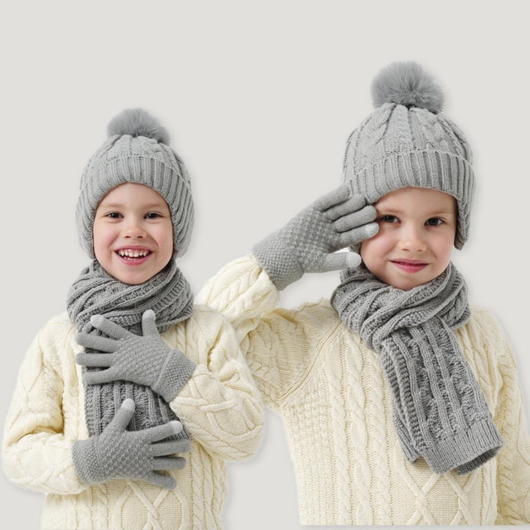 Knitted Fleece Lined Beanie Hat Scarf Touchscreen Gloves Set Winter Set s-l400.jpg main image 3