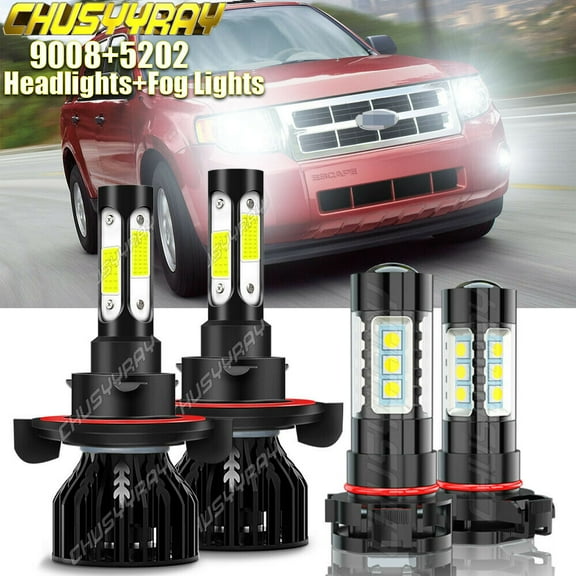 For Jeep Wrangler 2010-2020 pack of 4 LED Headlight High/Low Beam   Fog Light Bulbs kit