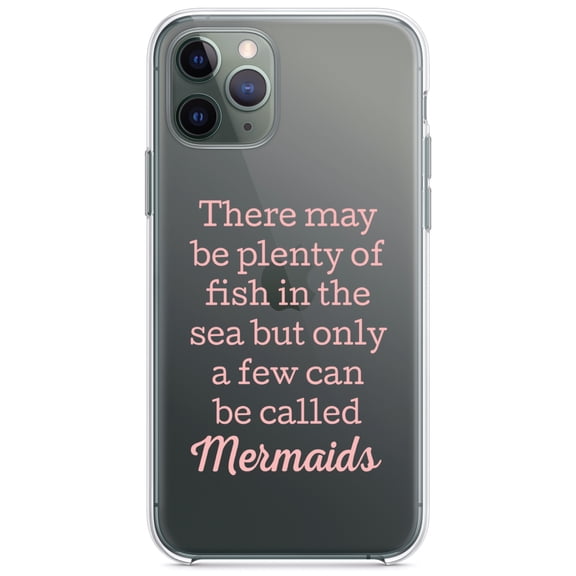 DistinctInk Clear Shockproof Hybrid Case for iPhone 11 Pro (5.8" Screen) - TPU Bumper Acrylic Back Tempered Glass Screen Protector - Plenty of Fish in the Sea But Only a Few Mermaids