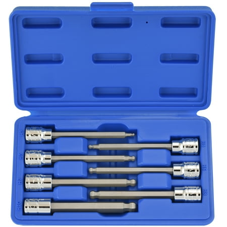 Neiko 10243A 3/8-Inch Drive Extra Long Ball End Hex Bit Socket Set, S2 Steel | 7-Piece Set | Metric 3mm to 10mm