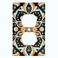 thumbnail image 2 of Metal Light Switch Plate Cover Blue Orange Mandala Flower Tile Pattern MDL041, 2 of 13
