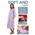 thumbnail image 3 of Casual Nights - Women's Jacquard Fleece Zip Front Robe, Duster For Ladies, 3/4 Sleeve Housecoat Duster with Pockets, 46 Inch Length, Purple Medium, 3 of 4