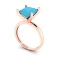 thumbnail image 2 of Solitaire Engagement Ring for Women - 3ct Simulated Turquoise in 14K Rose Gold Promise Ring, 2 of 6