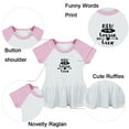 thumbnail image 2 of Pack of 2, New To The Cousin Crew & My Big Sister Has Paws Funny Dresses For Baby, Newborn Babies Skirts, Infant Princess Dress, Toddler Frocks (Pink Raglan Dresses, 6-12 Months), 2 of 5
