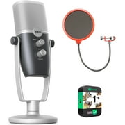 AKG AKG-C22-USB-LS Ara Two-Pattern USB Condenser Microphone, 24-bit/96kHz Bundle with Deco Gear Universal Pop Filter Microphone Wind Screen and 1 Year Extended Protection Plan