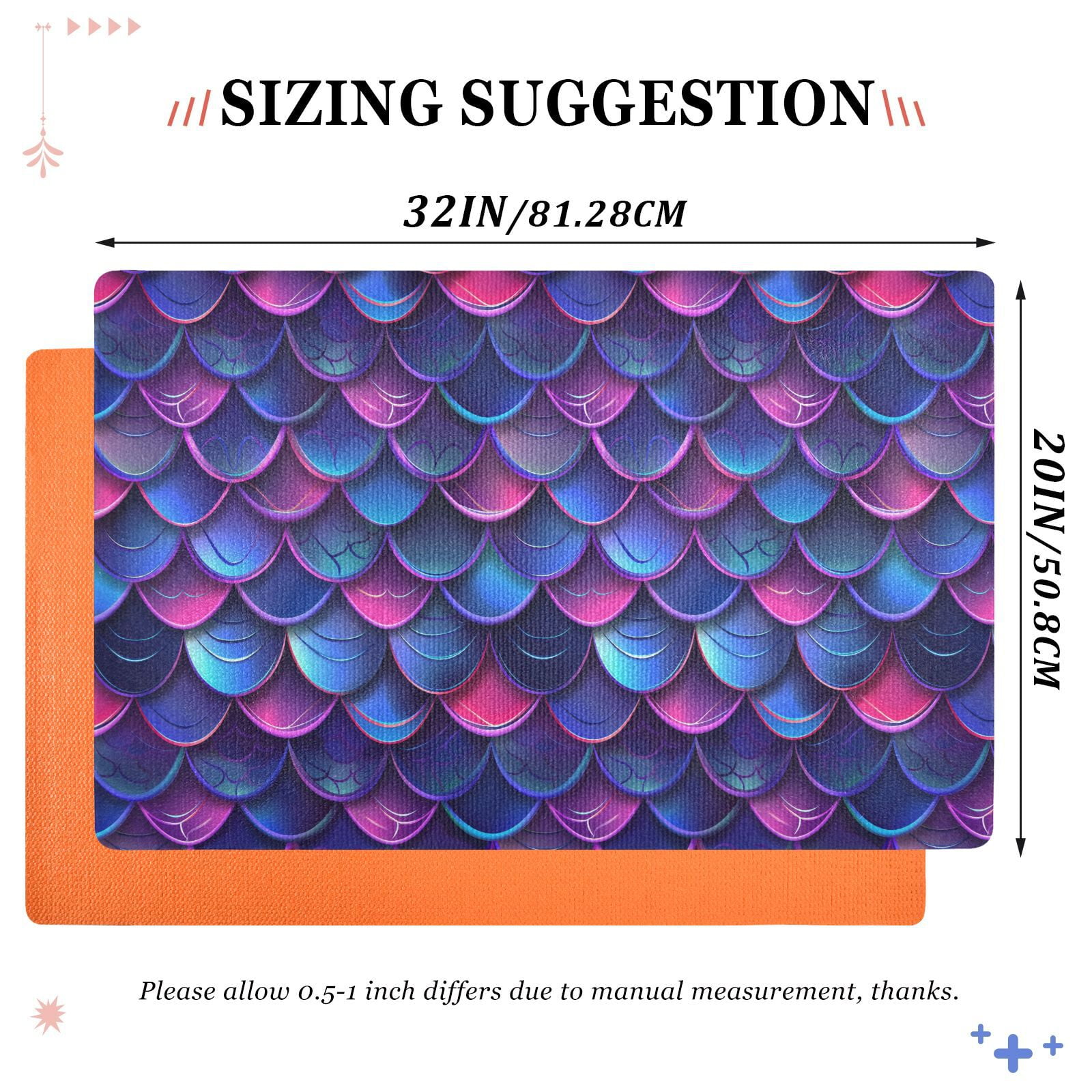 JSTEL Gradient Mermaid Print Neno Front Door Mat Outside Entrance 32x20 Inch Doormat for Outdoor Indoor Washable Non Slip Floor Mats