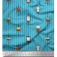 thumbnail image 1 of Soimoi Poly Georgette Fabric Stripe & Drinks Summer Designs Print Sewing Fabric Yard 42 Inch Wide, 1 of 3