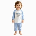 thumbnail image 3 of KPOPLK Fall Winter Girl Pajama Set 6M-15T Kids Pajamas Cute Toddler Snug fit Flower Pattern Pjs Cotton Sleepwear Ruffled Shirring Size 120,Blue, 3 of 9