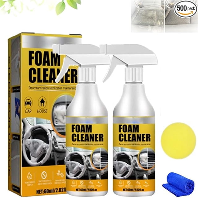 Limpiador En Espuma Multiusos. Limpiador En Espuma Multiusos para Descontaminación de Cristales y Limpieza Del Interior Del Salpicadero. 60 Ml + Esponja.