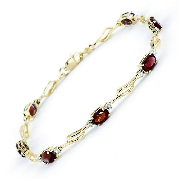 Galaxy Gold 3.39 CTW 14k Solid Gold Tennis Bracelet Garnet Diamond