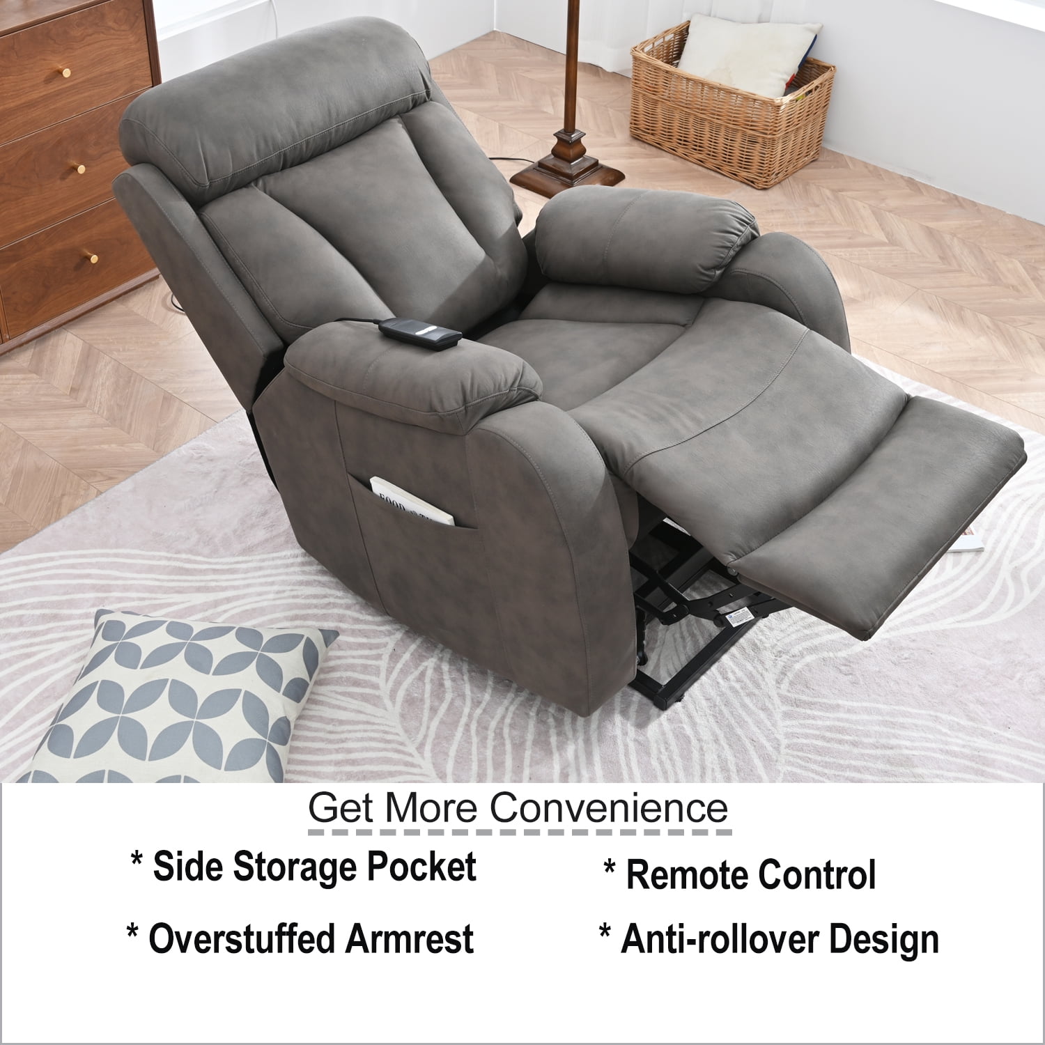 Resenkos Massage Recliner Chair, Fabric Recliner Sofa Home Theater Seating with Lumbar Support, Power Lift Recliner Chair for Living Room, Brown-1 Resenkos Massage Recliner Chair, Fabric Recliner Sofa Home Theater Seating with Lumbar Support, Power Lift Recliner Chair for Living Room, Brown-1