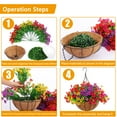 thumbnail image 3 of Hyindoor 2PCS Artificial Faux Flowers Hanging Plants Basket with 24Pcs Flowers, for Spring Summer Front Porch Balcony Yard Garden Patio Home Decor (9.8"DX14.3"H), 3 of 6