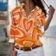 thumbnail image 1 of Fiudx Ofertas y Liquidaciones Camisa con Botones de Solapa Estampada Serie Naranja Informal Regular de Manga Larga para Mujer, 1 of 4