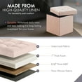 thumbnail image 4 of Ornavo Home 15 Inch Square Storage Ottoman Cube, Tufted Square Faux Leather Storage Ottoman Chest, Footrest, Toy Chest Ottoman with Storage - (Cream), 4 of 7