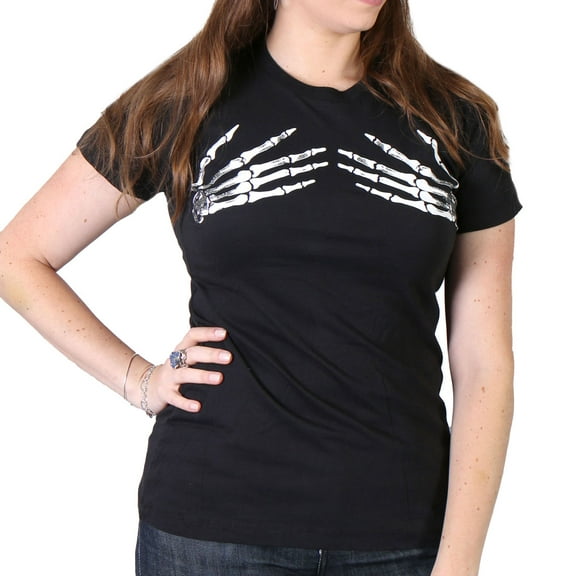 Hot Leathers GLR1012 Ladies Full Cut Skeleton Hands Short Sleeve T-Shirt Large