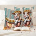 thumbnail image 3 of Funny Cow Fall Outdoor Waterproof Pillow Covers, Thanksgiving Pumpkin Bathtub Teal Gray Wooden Decorative Square Throw Pillowcase Sofa Cushion Sham for Patio/Couch/Chair, 18"x18" 2 Pack, 3 of 8