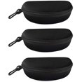 thumbnail image 1 of 3-pack zippered case glasses and sunglasses case with plastic carabiner hook bla, 1 of 5