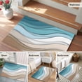 thumbnail image 5 of 2x3 Ft Entryway Area Rug, Turquoise Brown Kitchen Rug Runner Washable Floor Mat, Teal White Geometric Gradient Stripes Non Slip Indoor Door Mat Throw Carpet for Bathroom Living Room Bedroom, 5 of 8