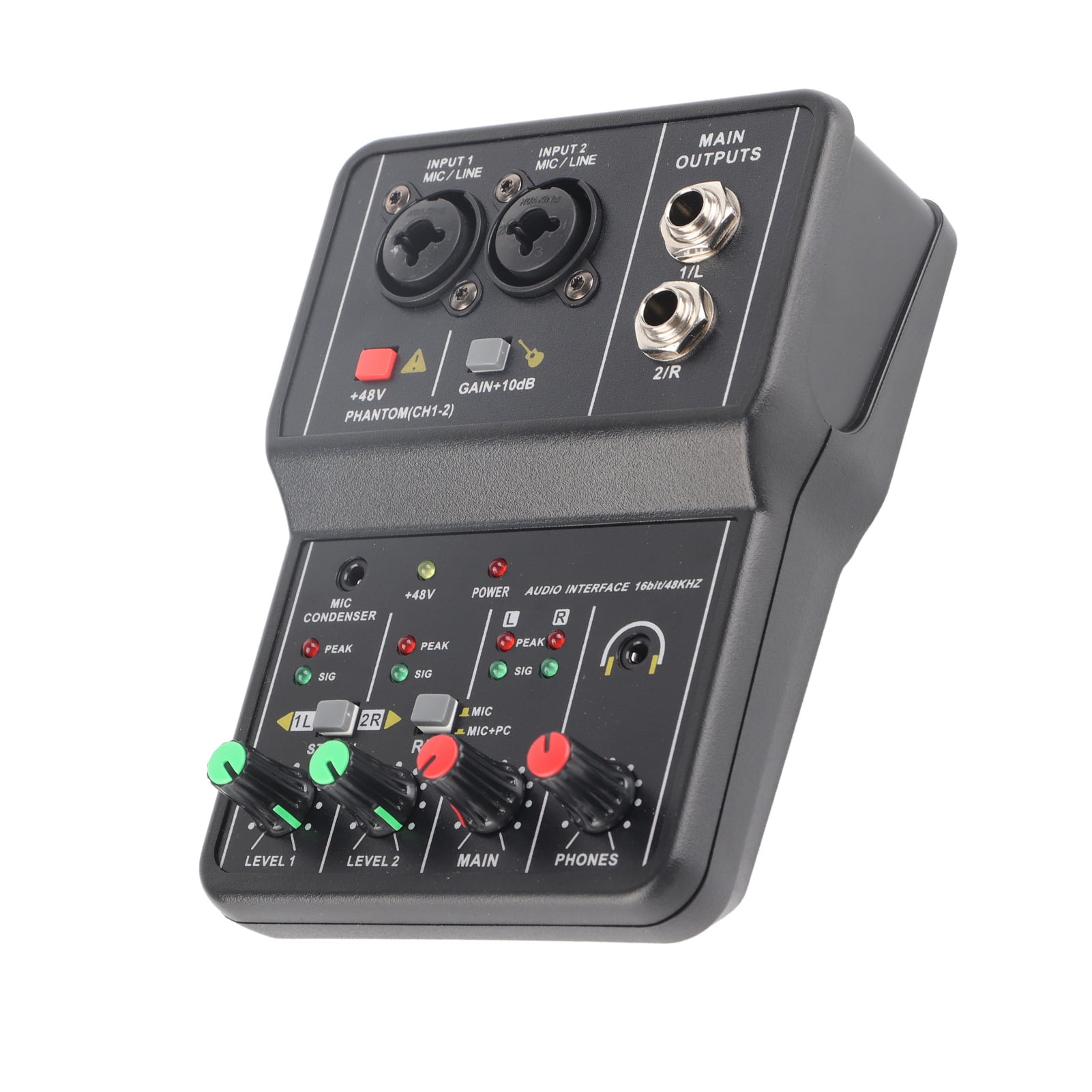 2 Channels Audio Mixer, USB Sound Mixing Console, For Music Recording