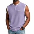 thumbnail image 3 of IhhxPro Men's Waffle Knit Tank Top with Pockets Button Front Sleeveless Shirt Casual Summer Beach Workout Lightweight Cotton Loose Fit Henley Style S-5XL, 3 of 7