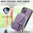 thumbnail image 5 of SaniMore for iPhone 14 (6.1 inch 2022) Case,Wear-resistant PU Leather Skin + Zipper Purse Card Slots Removeable Crossbody Lanyard Stand Shell Shockproof Anti-scratch Drop-resistant, Purple, 5 of 11