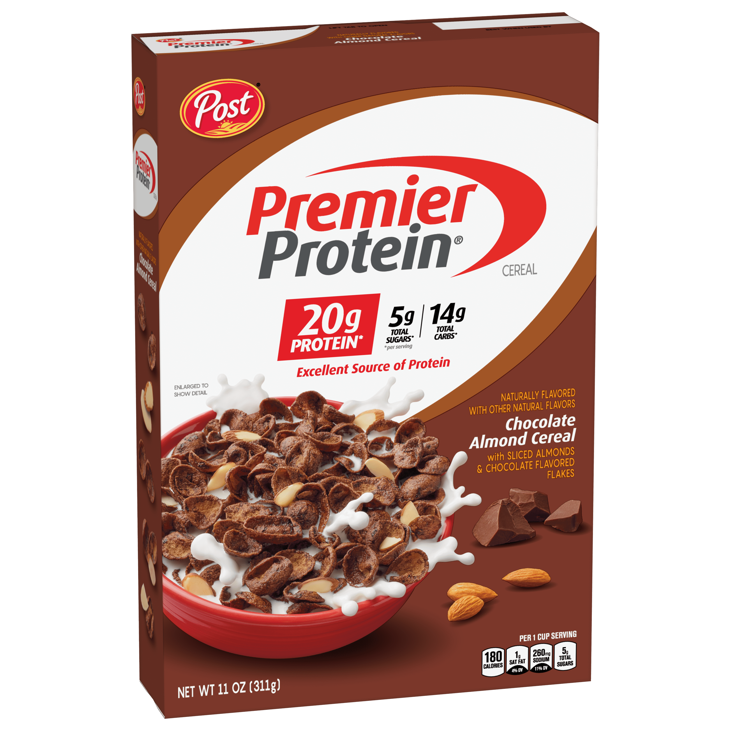 Buy Post Premier Protein Chocolate Almond cereal, high protein cereal, protein-rich breakfast cereal or snack made with real almonds, 11 Ounce - 1 count Online in Chad. 490920006