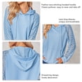 thumbnail image 4 of Sudadera con capucha de encaje de manga larga, cuello redondo, jersey con cordón, sudadera con capucha informal de moda para mujer, azul S, 4 of 5