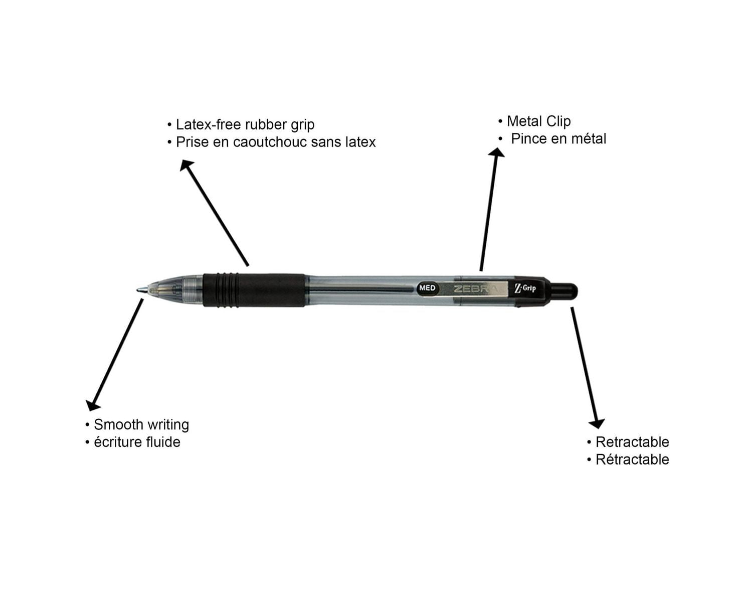 ZEBRA Z-Grip Retractable Ballpoint Pens, Blue, Medium Point, 7Pk