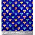 thumbnail image 1 of Soimoi Blue Cotton Cambric Fabric Diamond Geometric Printed Fabric 1 Yard 42 Inch Wide, 1 of 3