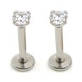 thumbnail image 3 of Dsseng 2 Pcs Stainless Steel Lip Ring Piercing Jewelry Charms Rhinestone Lips Studs, 3 of 5