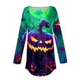 thumbnail image 4 of YVNAURA Fall Halloween Sweatshirts for Women Crewneck Long Sleeve Pullover Cute Pumpkin Bat Graphic Tops Oversized Loose Fit Vintage Spooky Season Shirts Holiday Party WearKhaki, 4 of 5