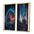 thumbnail image 3 of Designart "Aurora Borealis Illuminating Northern Skies III" Landscape Mountains Framed Wall Art Set Of 2 - Traditional Blue Gallery Wall Frame Set For Home Decor, 3 of 6