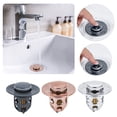 thumbnail image 2 of Universal Sink Drain Stopper | Pop Up Sink Drain Stopper and Catcher for Bathroom Sink, Gray, 1 Pack, 2 of 9