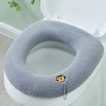 Thickened Knitted Toilet Seat Cushion, 4-Season Warm Acrylic Plush Cover, Machine Washable Universal Fit for Round/U-Shaped Toilets, Christmas Bathroom Cozy Decor & Winter Cold Protection
