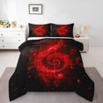 thumbnail image 1 of Ensemble de Couette Note Musicale Taille Tout-Petit, Ensemble de Literie Imprimé Sequins Rouge Étoilé Chic (Pas Réel) pour Enfants Adolescents, Thème Musical Romantique Pailleté, 2 Pcs 1 Taie d'Oreiller, 1 of 6