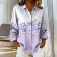 thumbnail image 4 of YUGYXL Women's Button Down Shirts Long Sleeve Trendy Printed Blouses Casual Loose Lapel Collar Tops Fall Fashion Outfit Purple Sweatshirt XXXL, 4 of 6