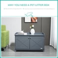 thumbnail image 6 of PawHut Cat Litter Box Furniture Hidden Litter Box Enclosure Cabinet Indoor Cat Washroom Double-door Nightstand End Table with Cat Hole Grey, 6 of 9