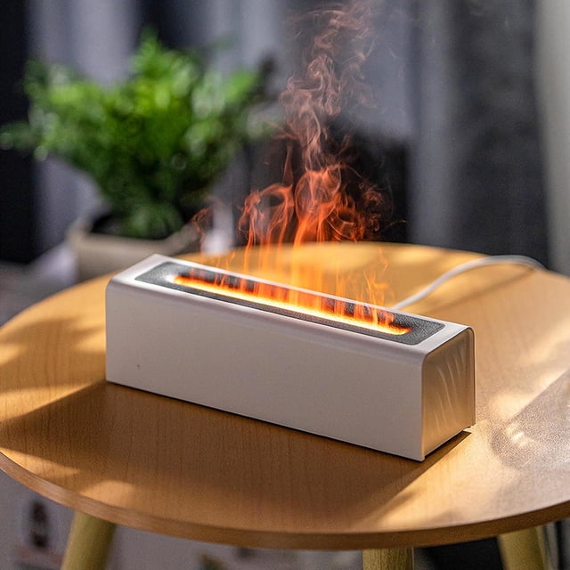 Difusor de Aceites Esenciales 3 en 1 Humidificador en Forma de Llama, Aromaterapia Difuso r, Flame Humidifier con 2 Modos De Luces LED, Difuso r de Aromas para Casa, Meditacion Trabajar Relaja Yoga
