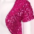 thumbnail image 7 of YIZYIF Womens Short Sleeve Cardigan Allover Shiny Sequins Cropped Shawl Shrug Club Cocktail Party Coat Hot Pink One Size, 7 of 7