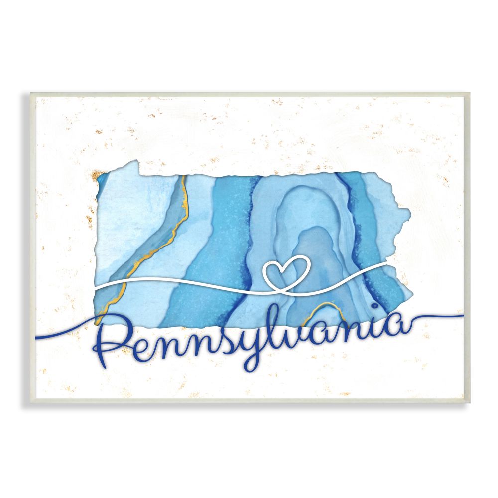 Stupell Industries Pennsylvania Agate Blue US State Design Wall Plaque by Ziwei Li