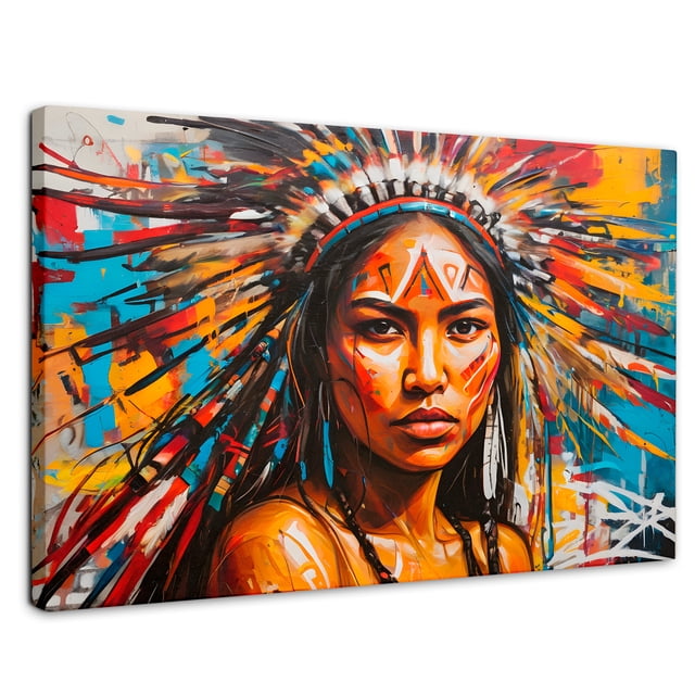 Cuadro Decorativo Canvas Nativo Colorido 90x60 Canvas Revolution