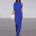 thumbnail image 1 of Mono de vestir con cuello alto y hombros descubiertos de color liso para mujer de estilo europeo., 1 of 6
